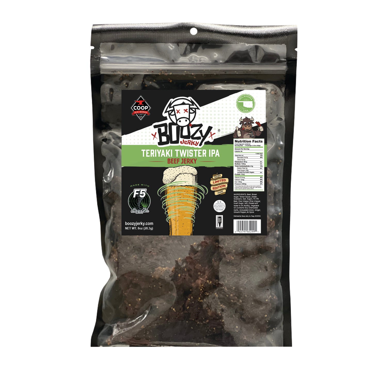 Teriyaki Twister IPA Brisket Jerky – Sweet and savory teriyaki-infused brisket jerky with a bold IPA twist. A tender, high-protein snack perfect for pairing with your favorite craft IPA or pale ale."